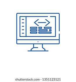Web coding line icon concept. Web coding flat  vector symbol, sign, outline illustration.