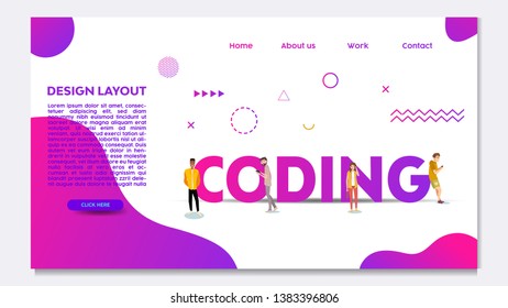 Web Coding typographic Banner. Concept with keywords, letters and icons. Colored flat vector illustration on white background. Isolated