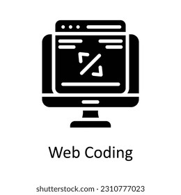 Web Coding Vector  Solid Icon Design illustration. User interface Symbol on White background EPS 10 File