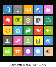 Web color tile interface template with modern business and social media icons