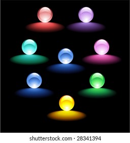 Web colorful button on the black background. Vector Illustration