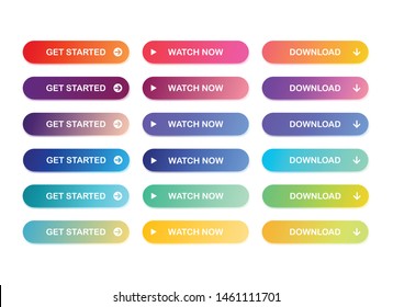 Web colourful gradient button set