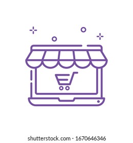 Web Commerce Vector illustration. Shopping and E-commerce Outline icon. EPS 10 File
