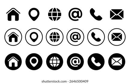 Web communication icons. Contact icon collection vector. For apps and websites.