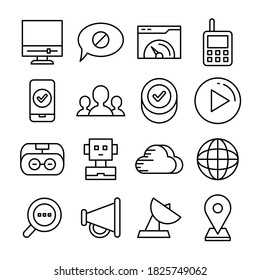 web and communication icons line vector