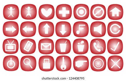 Web and Communication Icons Set in A Red Color
