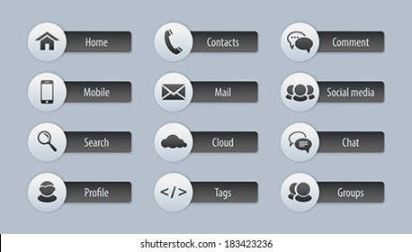 Web, communication icons with text labels: internet. Vector illustration