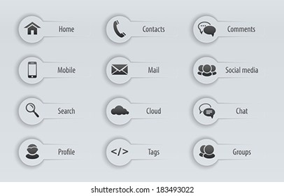 Web, communication icons with text labels: internet. Vector illustration