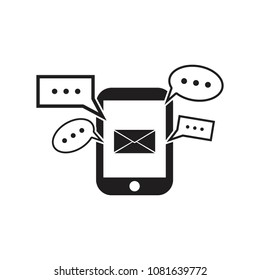 Web communication message mobile phone vector icon, text chat icon