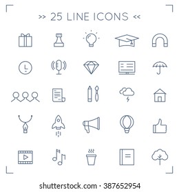 Web Community and Social Media Minimalistic Lined Vector Icons Set.