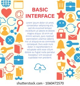 Web and computer basic icons. Basic set of line outline icons for navigation contour website web design. Internet icons isolated on background. Flat style vector illustration