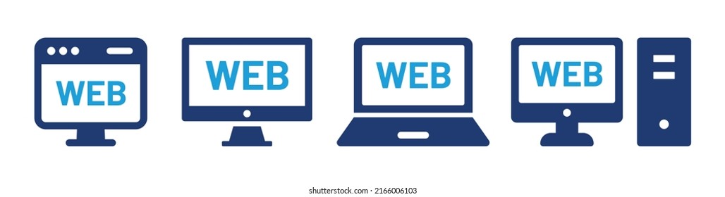 Web computer icon vector. Laptop symbol with web word on screen symbol.