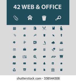 Web, Computerbüro, Geschäftssymbole, Zeichen, Vektorkonzept-Set für Infografiken, Mobil, Website, Anwendung
