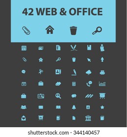 web, computer office, business icons, signs vector concept set for infographics, mobile, website, application
