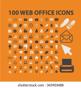 web, oficina de computadoras, iconos de negocios, símbolos de concepto vectorial establecido para infografías, móviles, sitios web, aplicación
