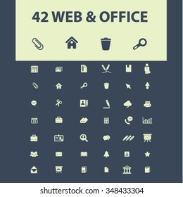 web, oficina de computadoras, iconos de negocios, símbolos de concepto vectorial establecido para infografías, móviles, sitios web, aplicación
