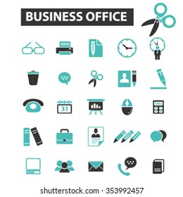 web, computer office, business icons, signs vector concept set for infographics, mobile, website, application

