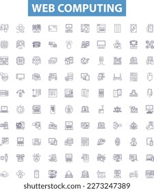 Web computing line icons, signs set. web, computing, technology, internet, software, development, language, framework, platform outline vector illustrations.