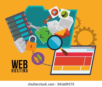 Web concept with hosting icons design, vector illustration 10 eps graphic
