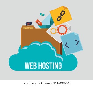 Web concept with hosting icons design, vector illustration 10 eps graphic