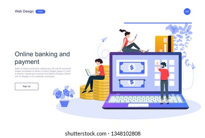 Web concept for online banking.internet banking,financial transaction management.Vector illustration.