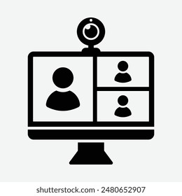 Web conferencia con la Ilustración vectorial de la gente
