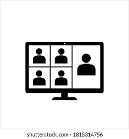 Web Conferencing Icon, Internet Virtual Meeting, Seminar, Working, Webcast, Calling, Vector Art Illustration