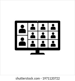 Web Conferencing Icon, Internet Virtual Meeting, Seminar, Working, Webcast, Calling, Vector Art Illustration