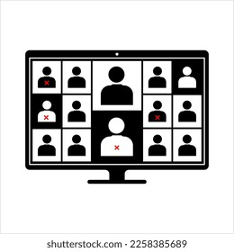 Web Conferencing Icon, Internet Virtual Meeting, Seminar, Working, Webcast, Calling, Vector Art Illustration