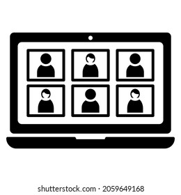 Web Conferencing Icon In Modern Silhouette Style Design. Vector Illustration Isolated On White Background.