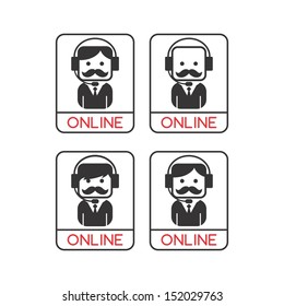 web connection male mustache avatar portrait set