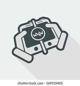 Web connection on smartphone - long shadow icon