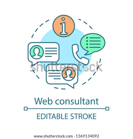 Web consultant concept icon. Customer support service idea thin line illustration. Contact center. Online chat. Client assistance. Web maintenance. Vector isolated outline drawing. Editable stroke