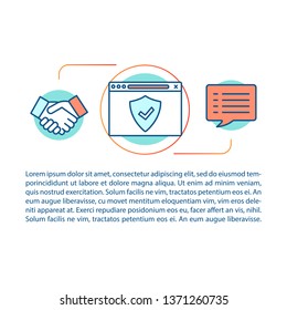 Web consulting article page vector template. Partnership. SEO agency. Brochure, magazine, booklet design element with linear icons and text boxes. Print design. Concept illustrations with text space