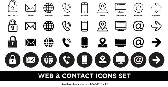 web and contact icons set