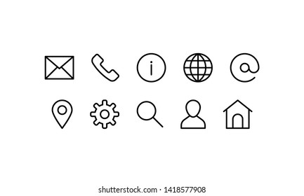 Web and Contact icons set. Vector illustration