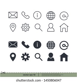 Web and Contact icons set. Vector illustration. design element