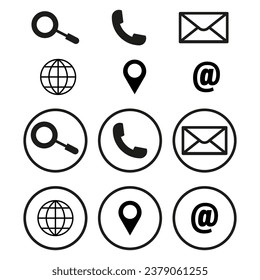Web and Contact icons set. Vector illustration. EPS 10.