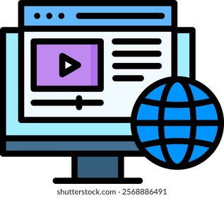 Web Content Icon Lineal Color Vector Illustration