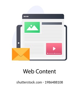 Icono de contenido web, diseño conceptual plano de moda