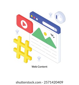 Web Content isometric Colored illustration. EPS File stock illustration