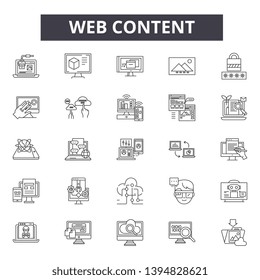 Web content  line icon signs.  Linear vector outline illustration set concept.