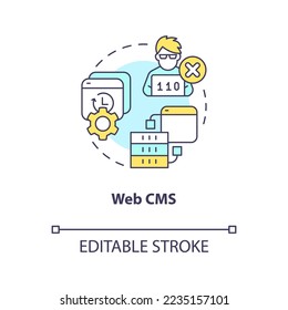 Web content management system concept icon. CMS platform. Digital marketing abstract idea thin line illustration. Isolated outline drawing. Editable stroke. Arial, Myriad Pro-Bold fonts used