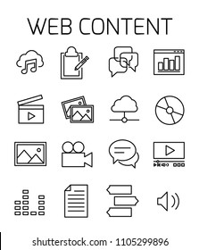 Web content related vector icon set. Well-crafted sign in thin line style with editable stroke. Vector symbols isolated on a white background. Simple pictograms.
