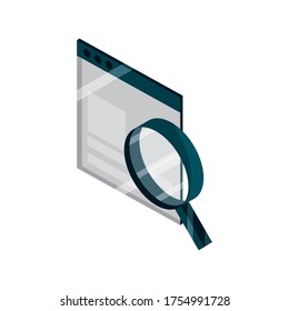 web content search device gadget technology isometric isolated icon vector illustration