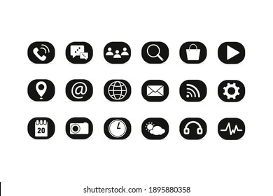 Vector de iconos web, de contrato, de medios y de comunicación