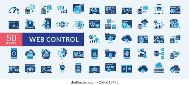 Web control icon collection set with key performance indicator, business intelligence, network technology, web programming, data science