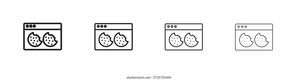 Concepto de icono de cookies de Web. Símbolo de línea delgada. Vector de estilo de contorno simple