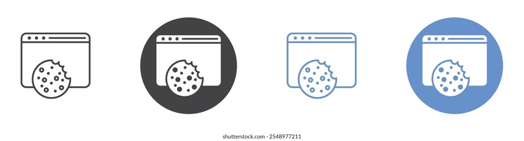 Web Cookies icon flat line symbol set.