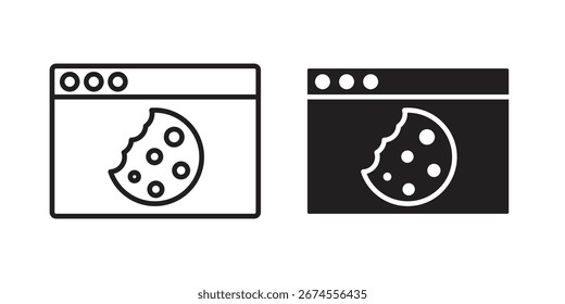 Icono de galletas de Web en estilo de moda plano y forro para diseños de App ui